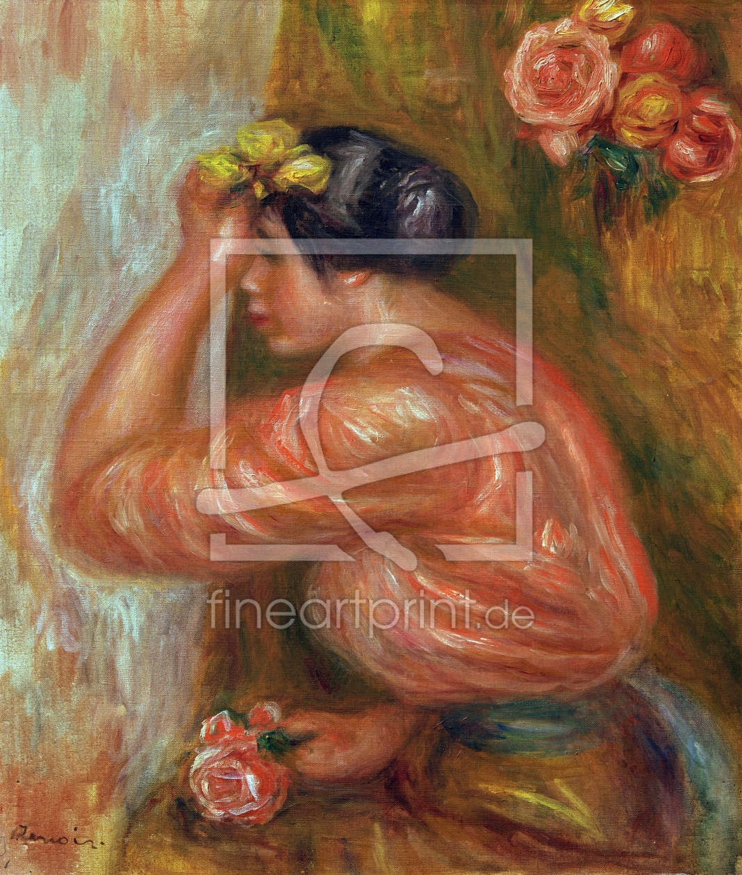 Bild-Nr.: 30007102 A.Renoir, Girl with Roses by Mirror erstellt von Renoir, Pierre-Auguste