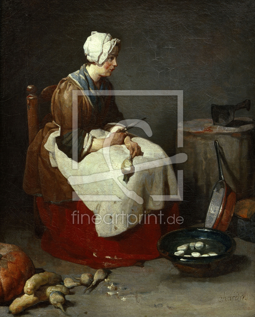 Bild-Nr.: 30007431 J.B.S.Chardin / Woman paring turnips erstellt von Chardin, Jean Siméon