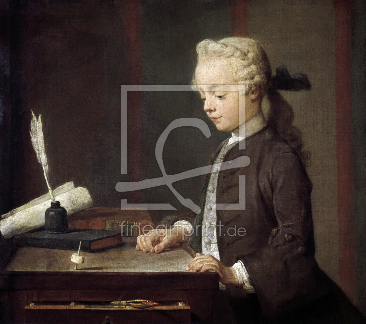 Bild-Nr.: 30007503 Chardin / Boy with top / 18th-c.Painting erstellt von Chardin, Jean Siméon