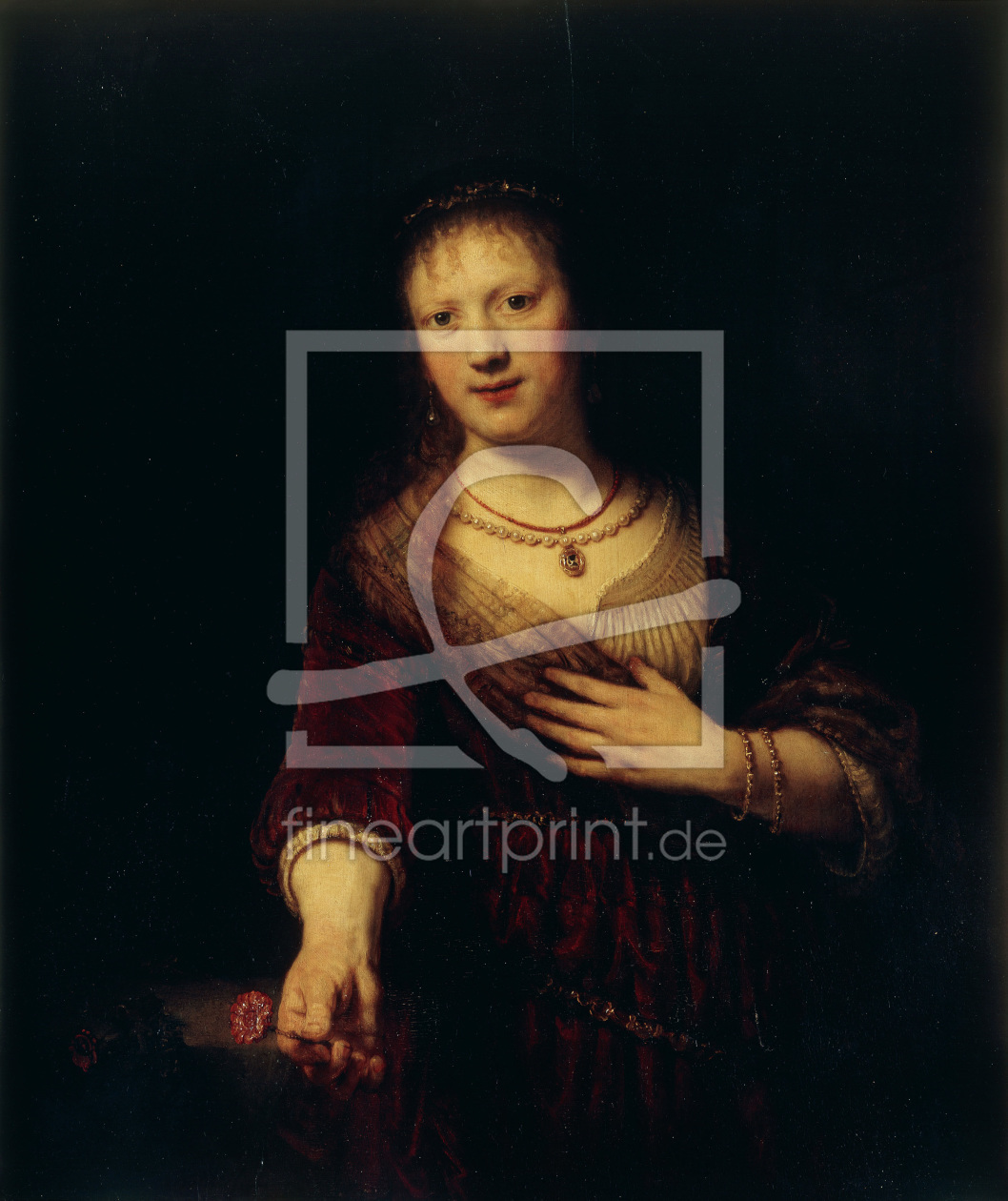 Bild-Nr.: 30007559 Rembrandt / Saskia with red flower erstellt von Rembrandt Harmenszoon van Rijn