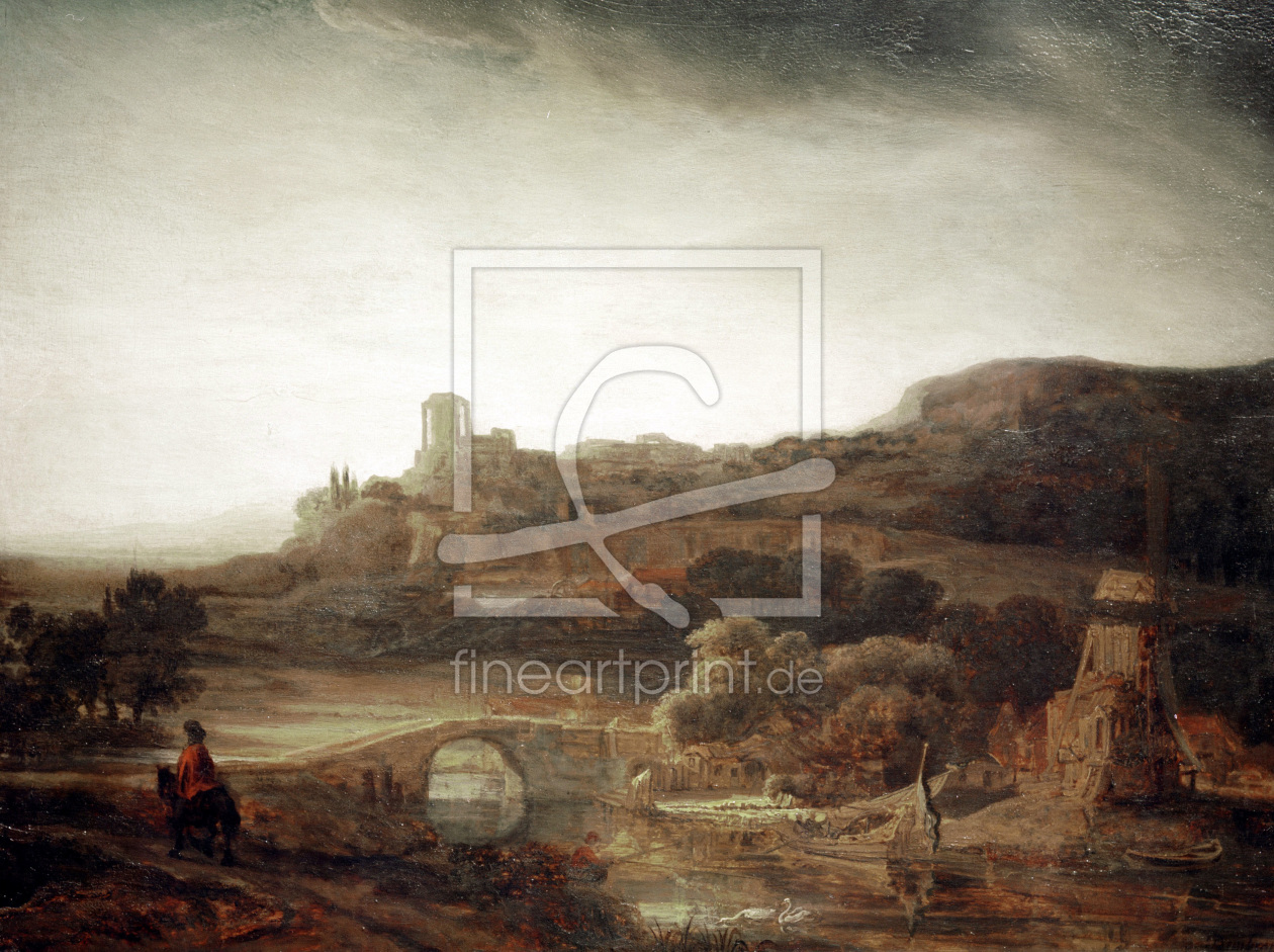 Bild-Nr.: 30007571 Rembrandt, River Landscape / Windmill erstellt von Rembrandt Harmenszoon van Rijn