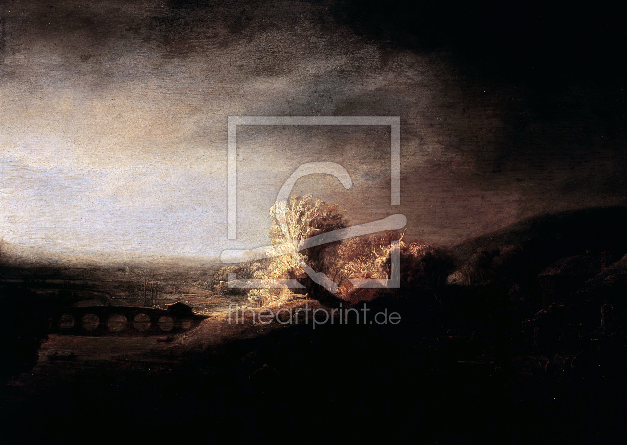 Bild-Nr.: 30007659 Rembrandt / Landscape with arch bridge. erstellt von Rembrandt Harmenszoon van Rijn