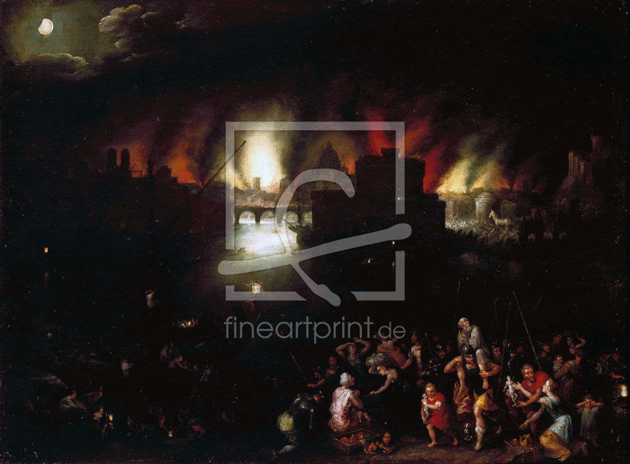 Bild-Nr.: 30007815 J. Brueghel t. E. / The burning Troy erstellt von Jan Brueghel der Ältere