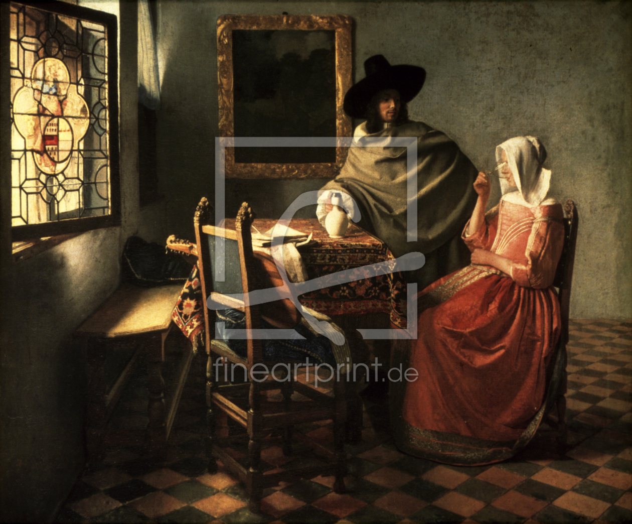 Bild-Nr.: 30007901 Vermeer/Man a.woman drinking wine/c.1660 erstellt von Jan Vermeer van Delft