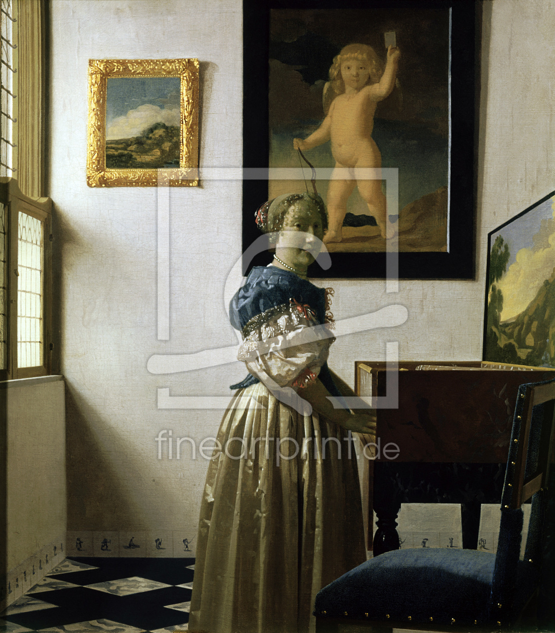 Bild-Nr.: 30007925 Vermeer/Woman standing a.virginal/c.1672 erstellt von Jan Vermeer van Delft