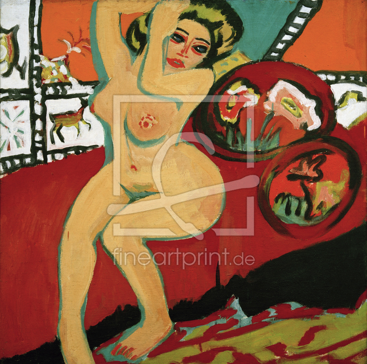 Bild-Nr.: 30008277 E.L.Kirchner, Sitzende Akt mit erhob.Ar. erstellt von Ernst Ludwig Kirchner