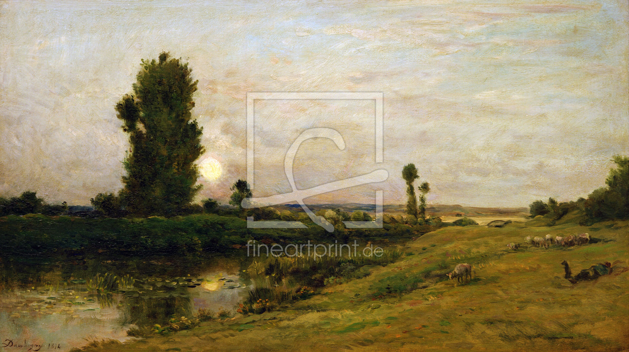 Bild-Nr.: 30008801 Ch.-F.Daubigny, Moonrise over the Oise erstellt von Daubigny, Charles-François