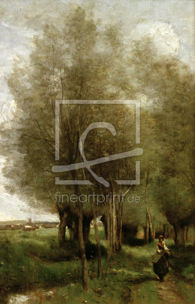 Bild-Nr.: 30008861 Corot / Peasant woman in field / Oil erstellt von Corot, Jean Baptiste Camille