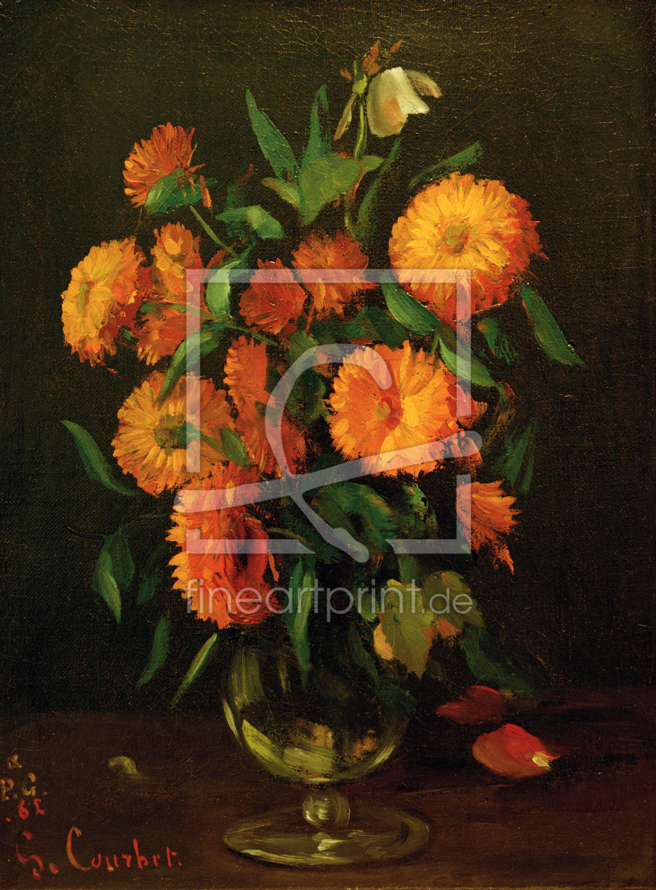 Bild-Nr.: 30008921 Courbet / Vase with marigolds / Painting erstellt von Courbet, Gustave