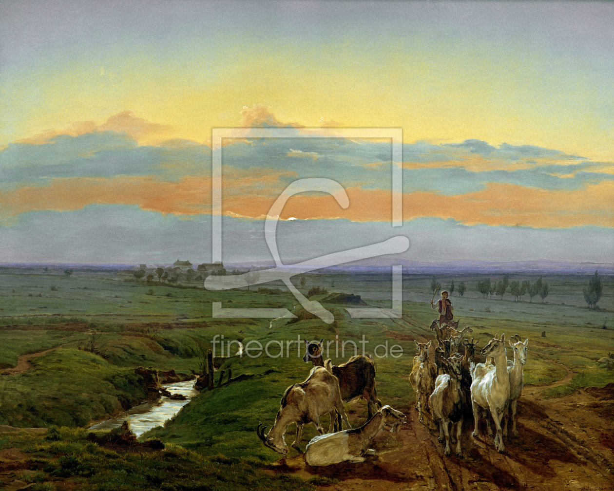 Bild-Nr.: 30009080 F.Waldmüller, Abendlandschaft mit Ziegen erstellt von Waldmüller, Ferdinand Georg