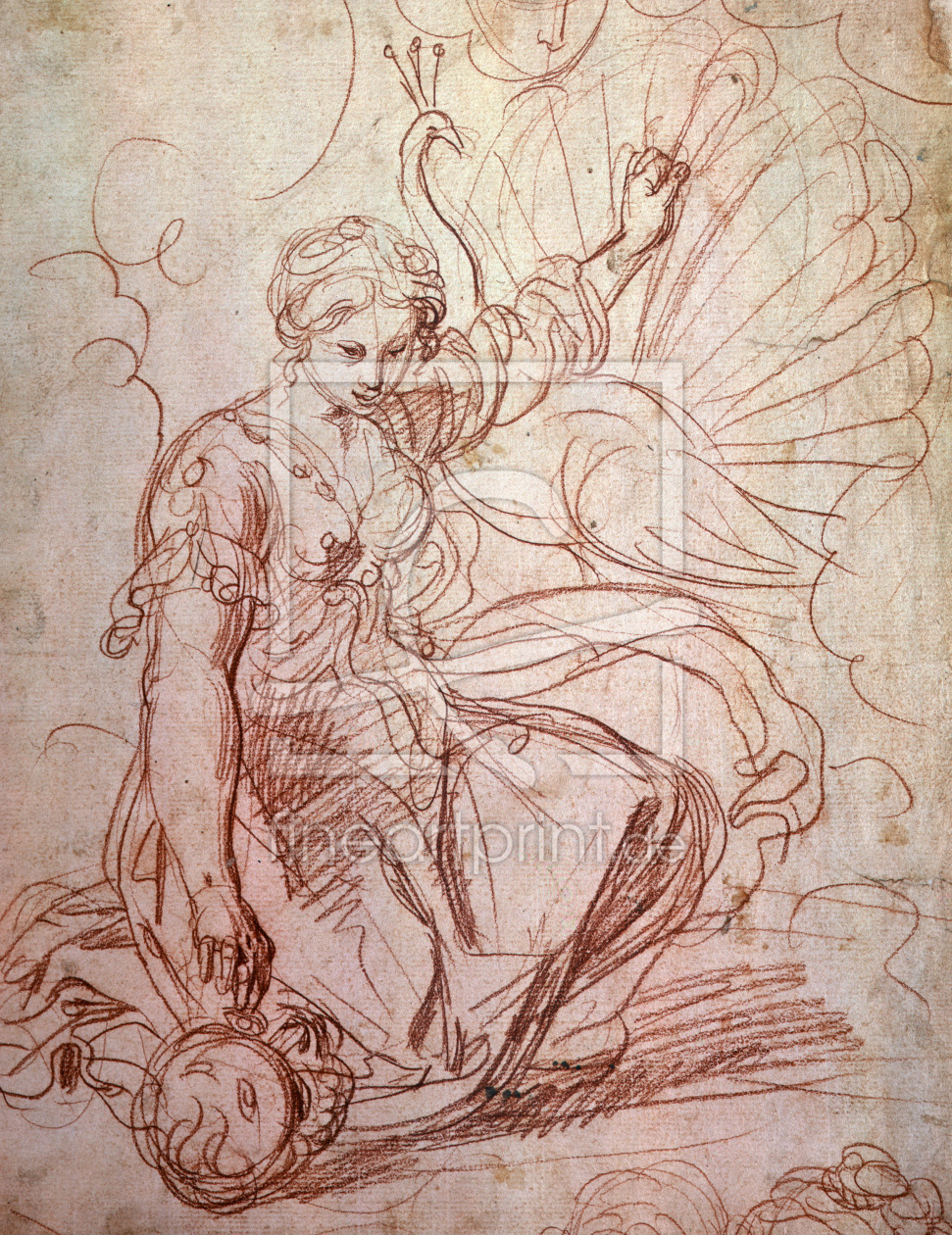 Bild-Nr.: 30009265 Guercino/ Juno schmückt die Pfaue/ 17.Jh erstellt von Guercino, Giovanni Francesco Barbieri