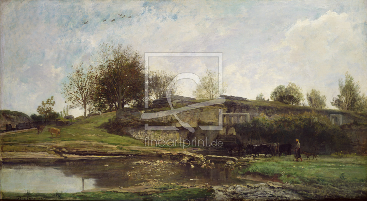 Bild-Nr.: 31000334 The Lock at Optevoz, 1855 erstellt von Daubigny, Charles-François