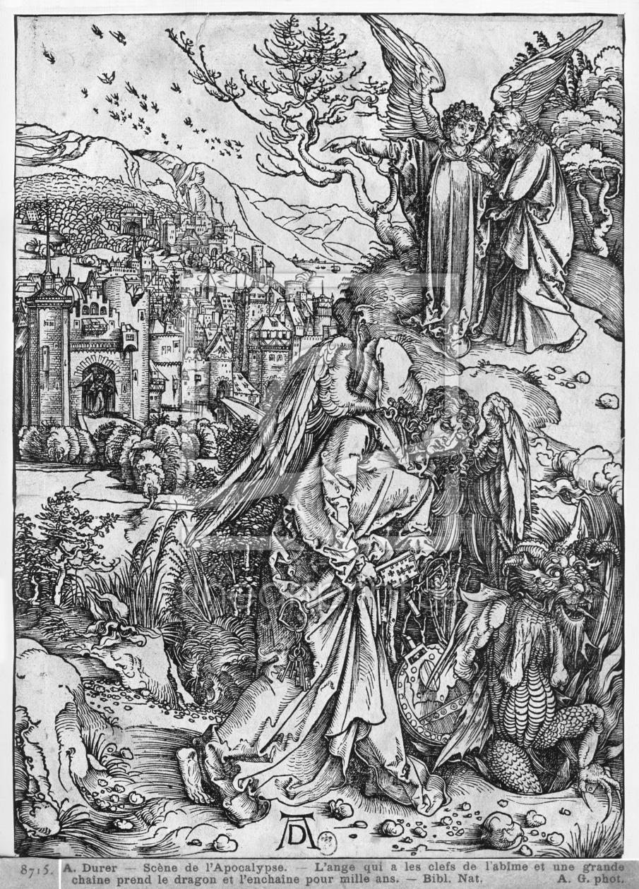 Bild-Nr.: 31000375 Scene from the Apocalypse, The angel holding the keys of the abyss and a big cha erstellt von Dürer, Albrecht