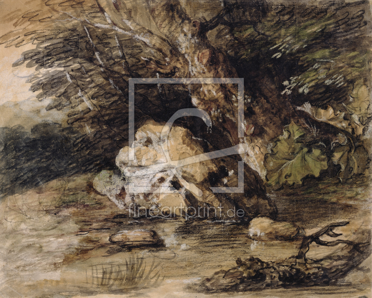 Bild-Nr.: 31000451 A Hilly Landscape with Figures Approaching a Bridge, c.1763 Bild-Nr.: 31000451 A Hilly Landscape with Figures Approaching a Bridge, c.1763 erstellt von Gainsborough, Thomas