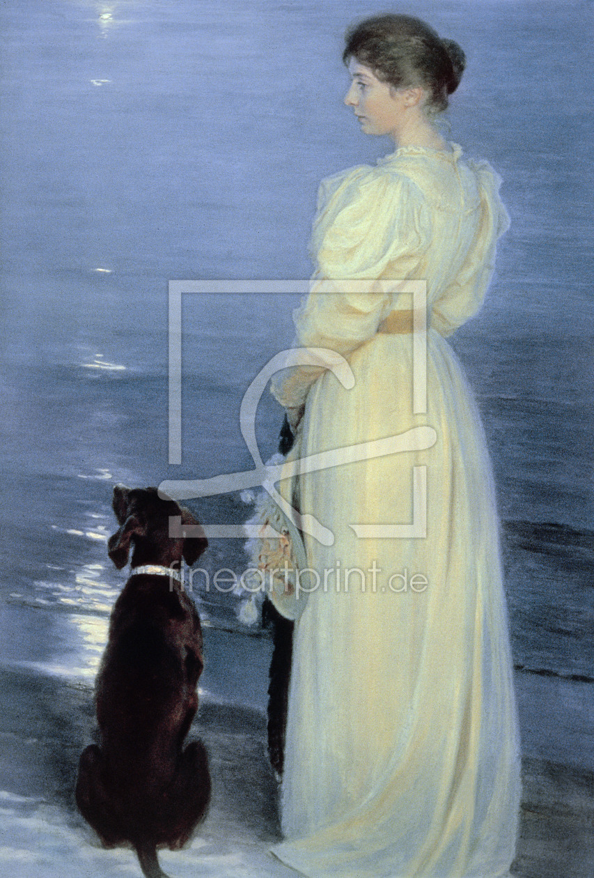 Bild-Nr.: 31000738 Summer Evening at Skagen, the Artist's Wife with a Dog on the Beach, 1892 erstellt von Kroyer, Peter Severin