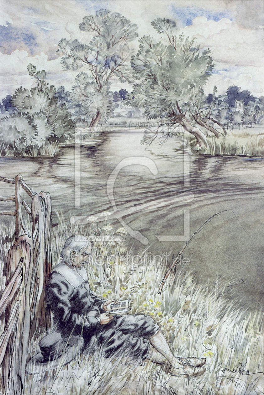 Bild-Nr.: 31001456 Izaak Walton reclining against a Fence, from 'The Compleat Angler' by Izaak Walt erstellt von Rackham, Arthur