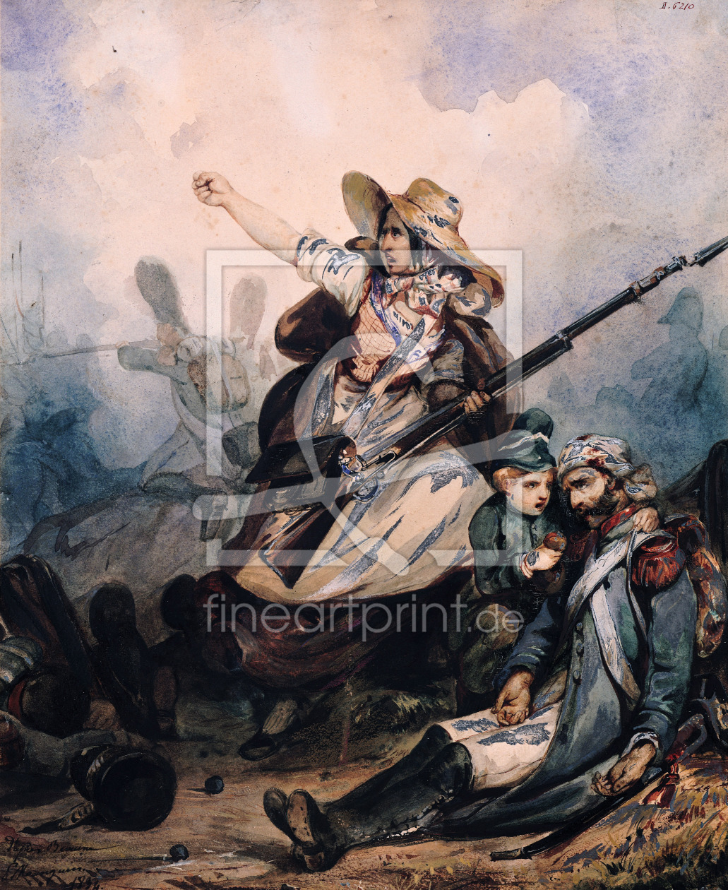 Bild-Nr.: 31001687 A Barricade in 1830, 1834 erstellt von Manguin, P.