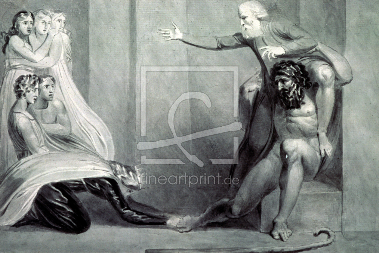 Bild-Nr.: 31001749 Tiriel, borne back to the Palace on the Shoulders of his Brother Ijim, addressin Bild-Nr.: 31001749 Tiriel, borne back to the Palace on the Shoulders of his Brother Ijim, addressin erstellt von Blake, William