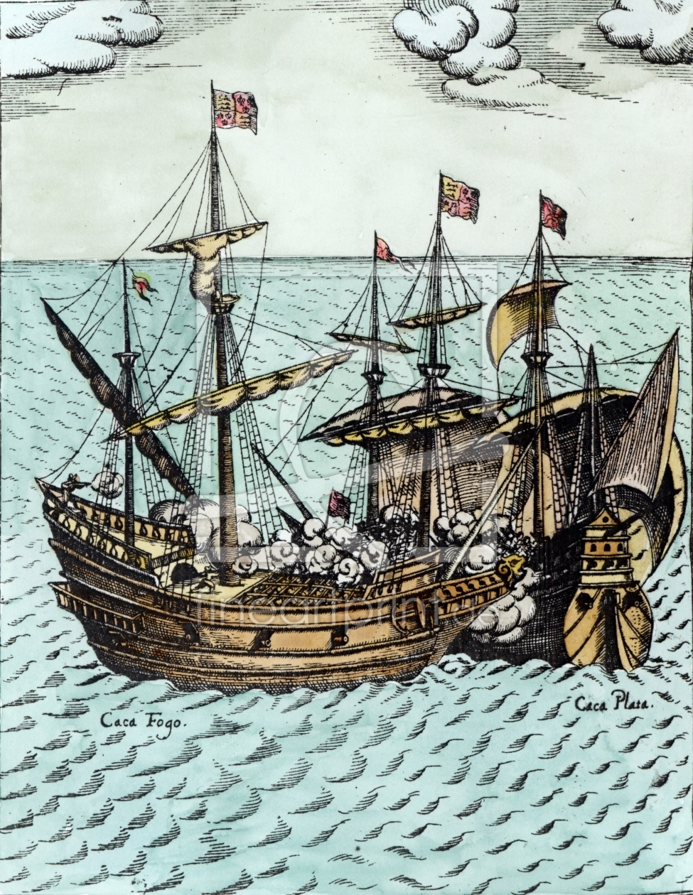 Bild-Nr.: 31001795 A Spanish Treasure Ship Plundered by Francis Drake in the Pacific erstellt von Anonyme Künstler
