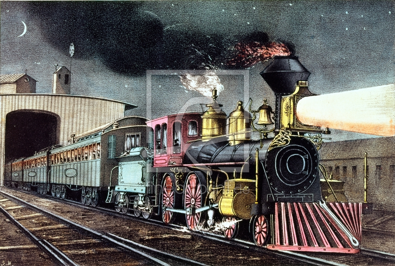 Bild-Nr.: 31001840 The Night Express: The Start, published by Nathaniel Currier and James Merritt I erstellt von Anonyme Künstler