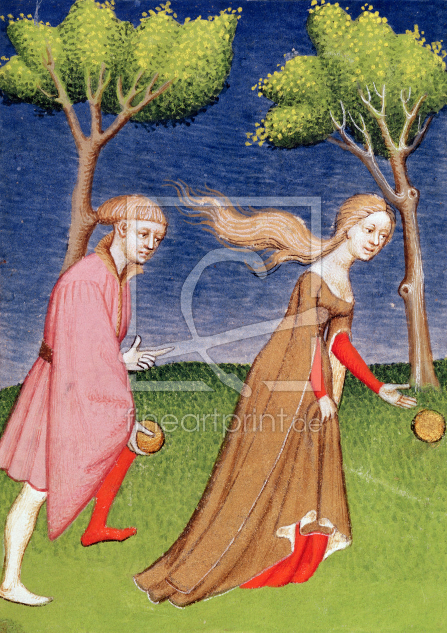 Bild-Nr.: 31001924 Harl 4431 f.128v Melanion races against Atalanta, casting the golden apples give Bild-Nr.: 31001924 Harl 4431 f.128v Melanion races against Atalanta, casting the golden apples give erstellt von Anonyme Künstler