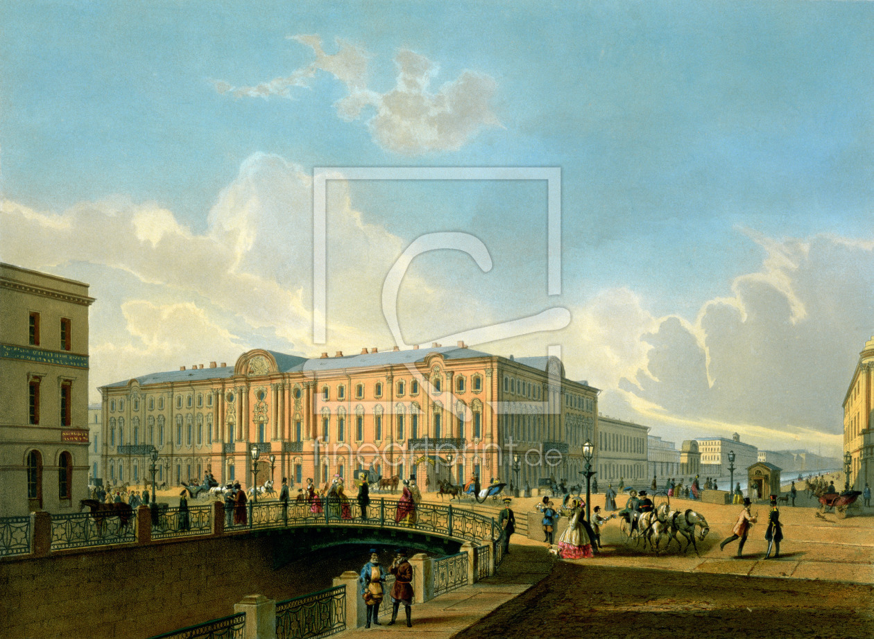 Bild-Nr.: 31001950 The Moyka Embankment and the Police Bridge in St. Petersburg, printed by J. Jaco erstellt von Anonyme Künstler