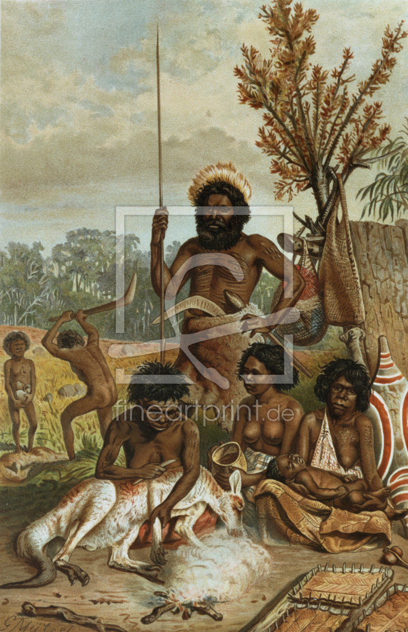 Bild-Nr.: 31002012 An Australian family-party from New South Wales, from 'The History of Mankind',  erstellt von Anonyme Künstler