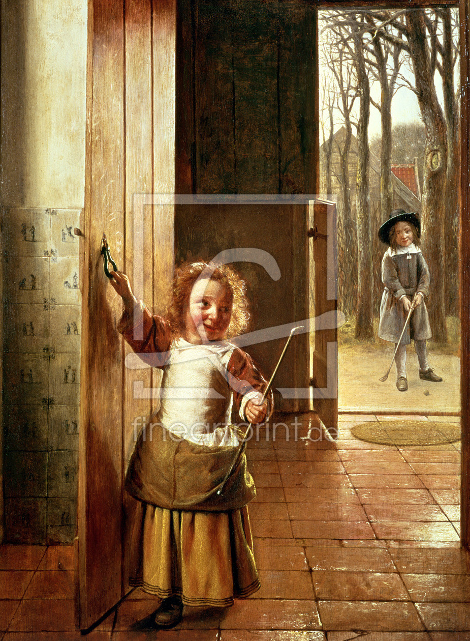 Bild-Nr.: 31002127 Children in a Doorway with 'Golf' Sticks, c.1658-60 erstellt von Hooch, Pieter de