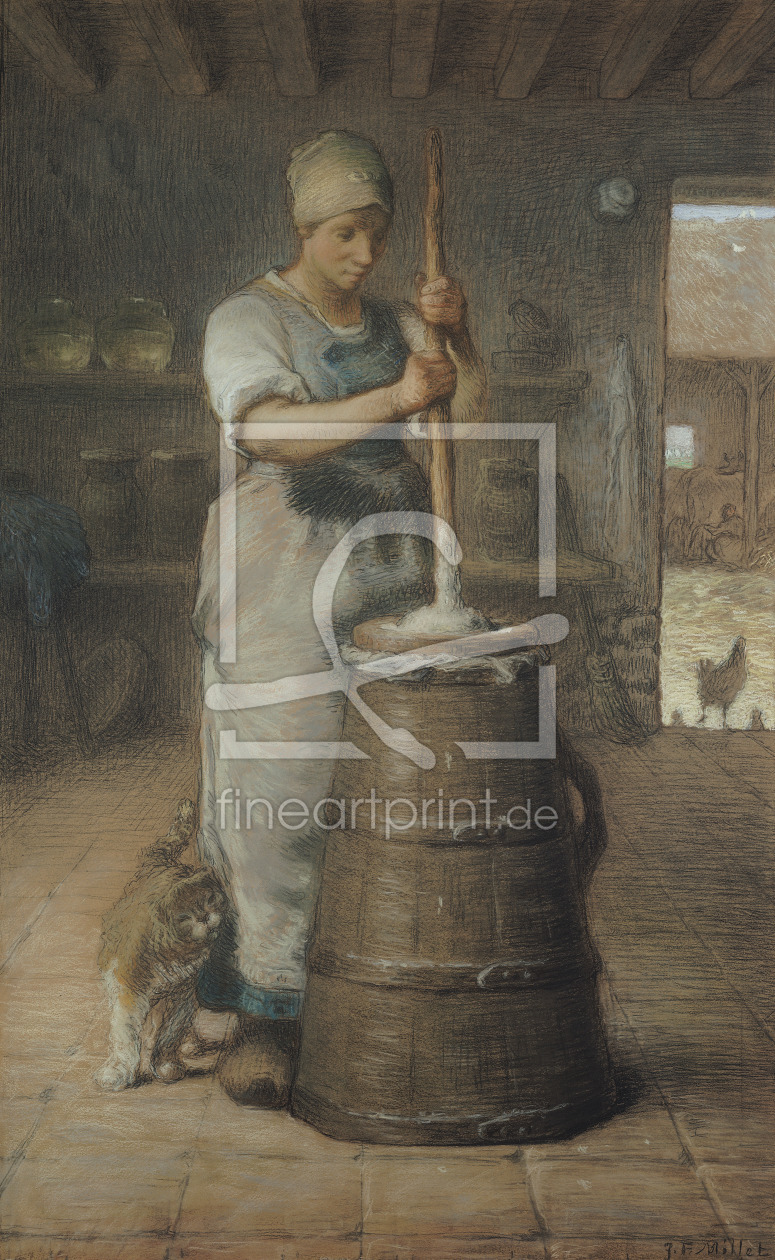 Bild-Nr.: 31002132 Churning Butter, 1866-68 erstellt von Millet, Jean-Francois