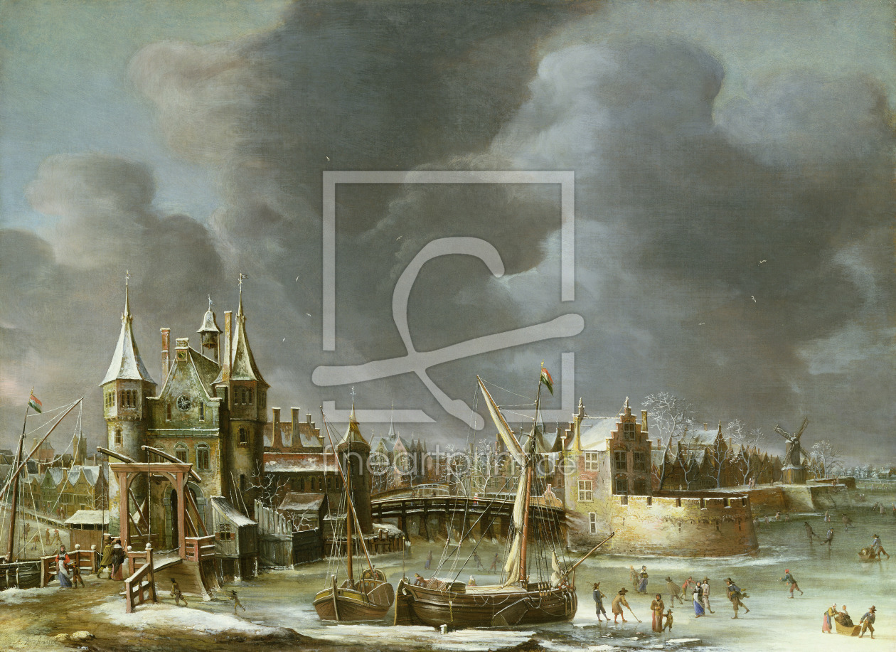 Bild-Nr.: 31002289 A View of the Regulierspoort, Amsterdam, in winter erstellt von Beerstraten, Jan Abrahamsz.