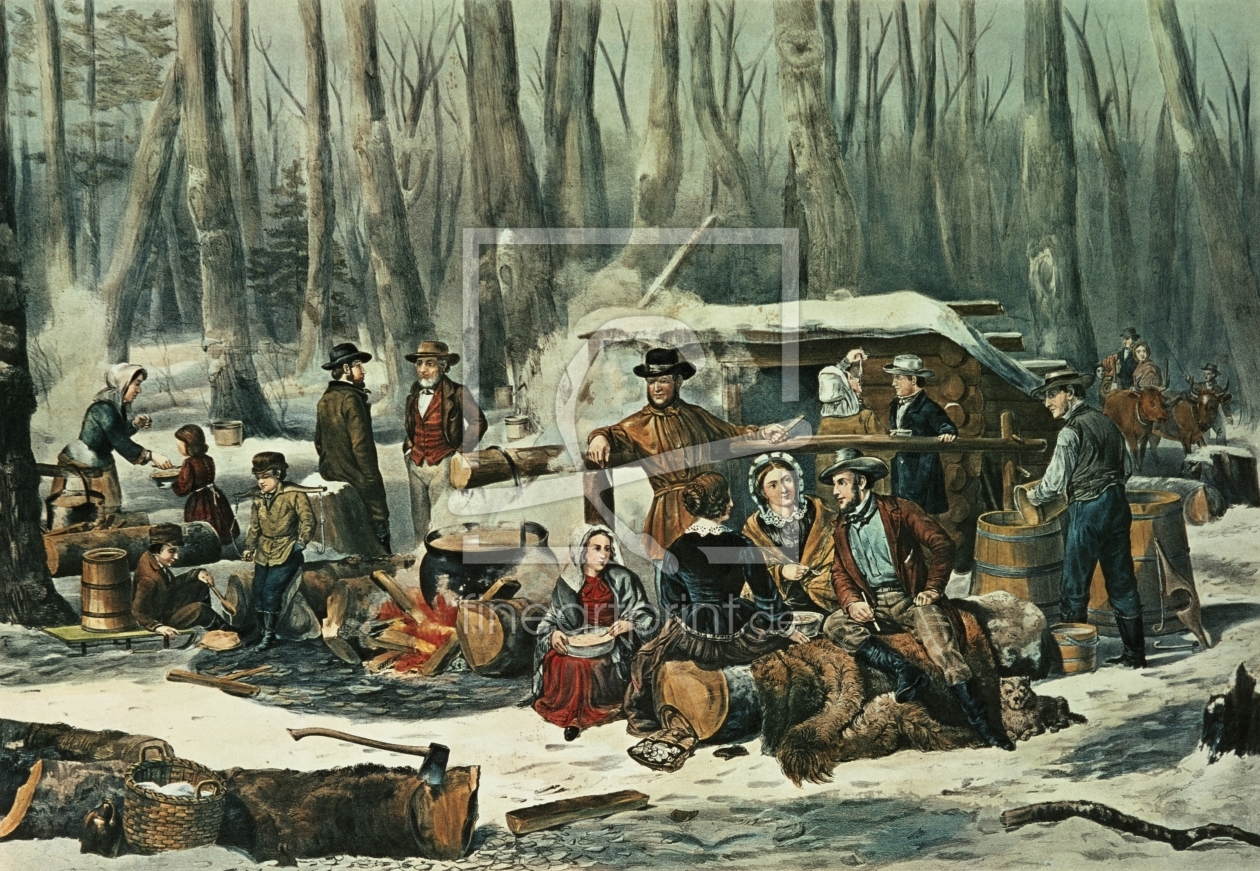 Bild-Nr.: 31002430 American Forest Scene - Maple Sugaring, 1856 erstellt von Currier, Nathaniel and Ives, J.M.