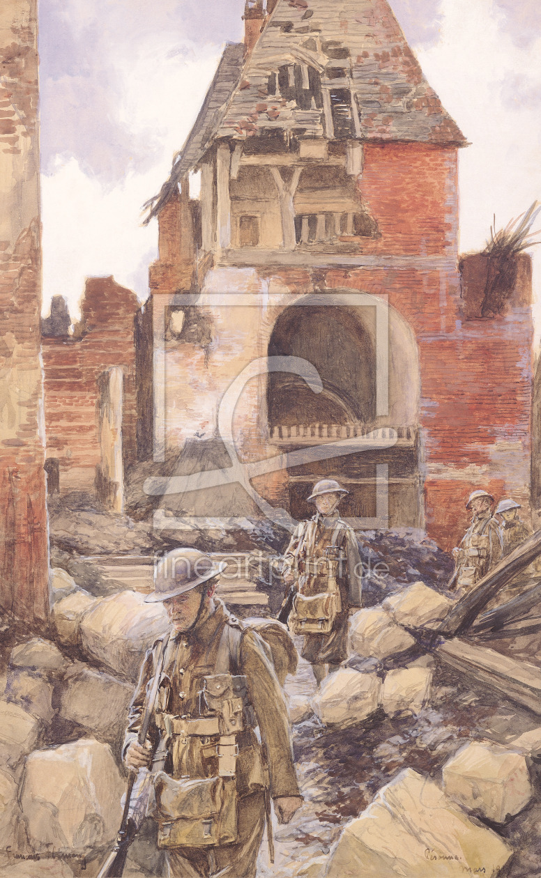 Bild-Nr.: 31002454 British Soldiers in the Ruins of Peronne, 1917 erstellt von Flameng, Francois