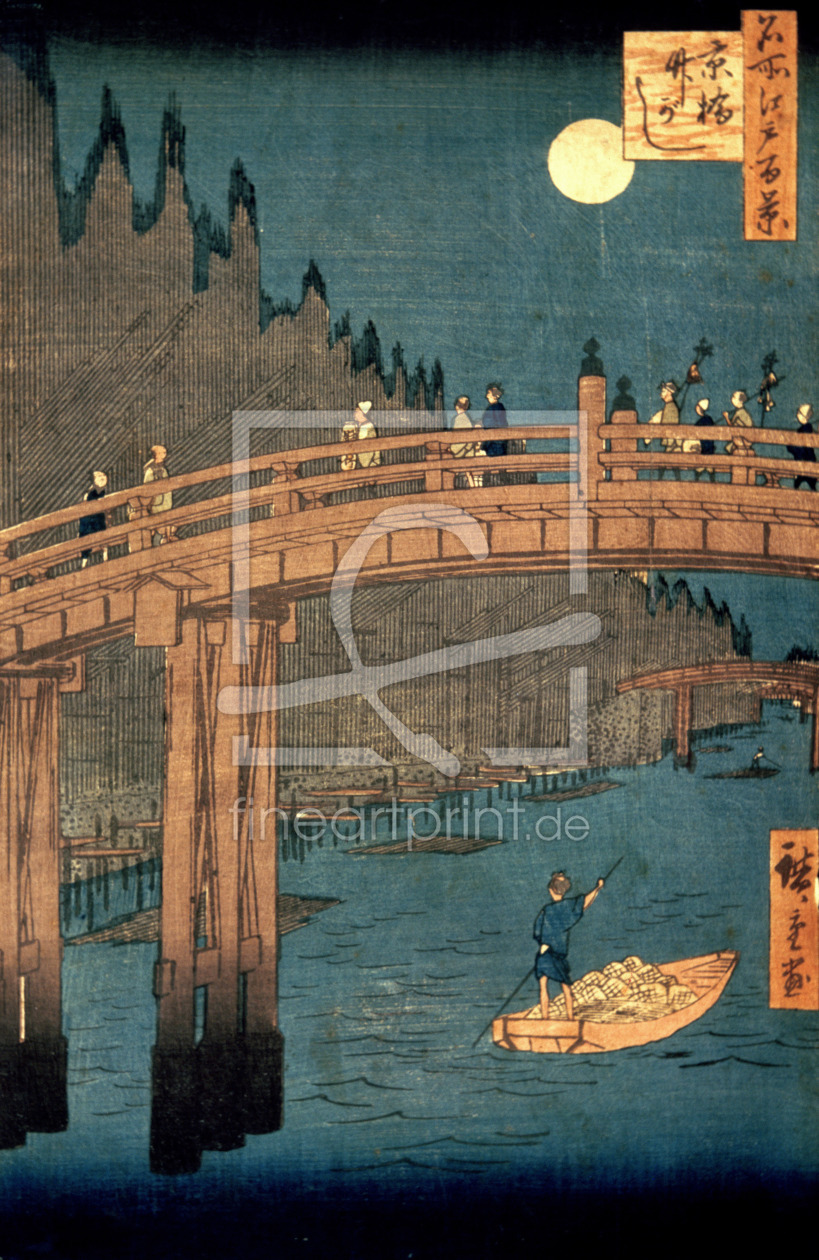 Bild-Nr.: 31002620 Kyoto bridge by moonlight, from the series '100 Views of Famous Place in Edo', p erstellt von Hiroshige, Ando