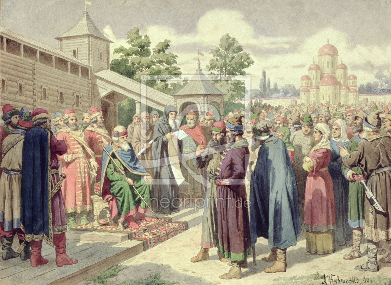 Bild-Nr.: 31002823 Reading of the Code in the Presence of Grand Duke Jaroslav of Novgorod, 1880 erstellt von Kivshenko, Aleksei Danilovich
