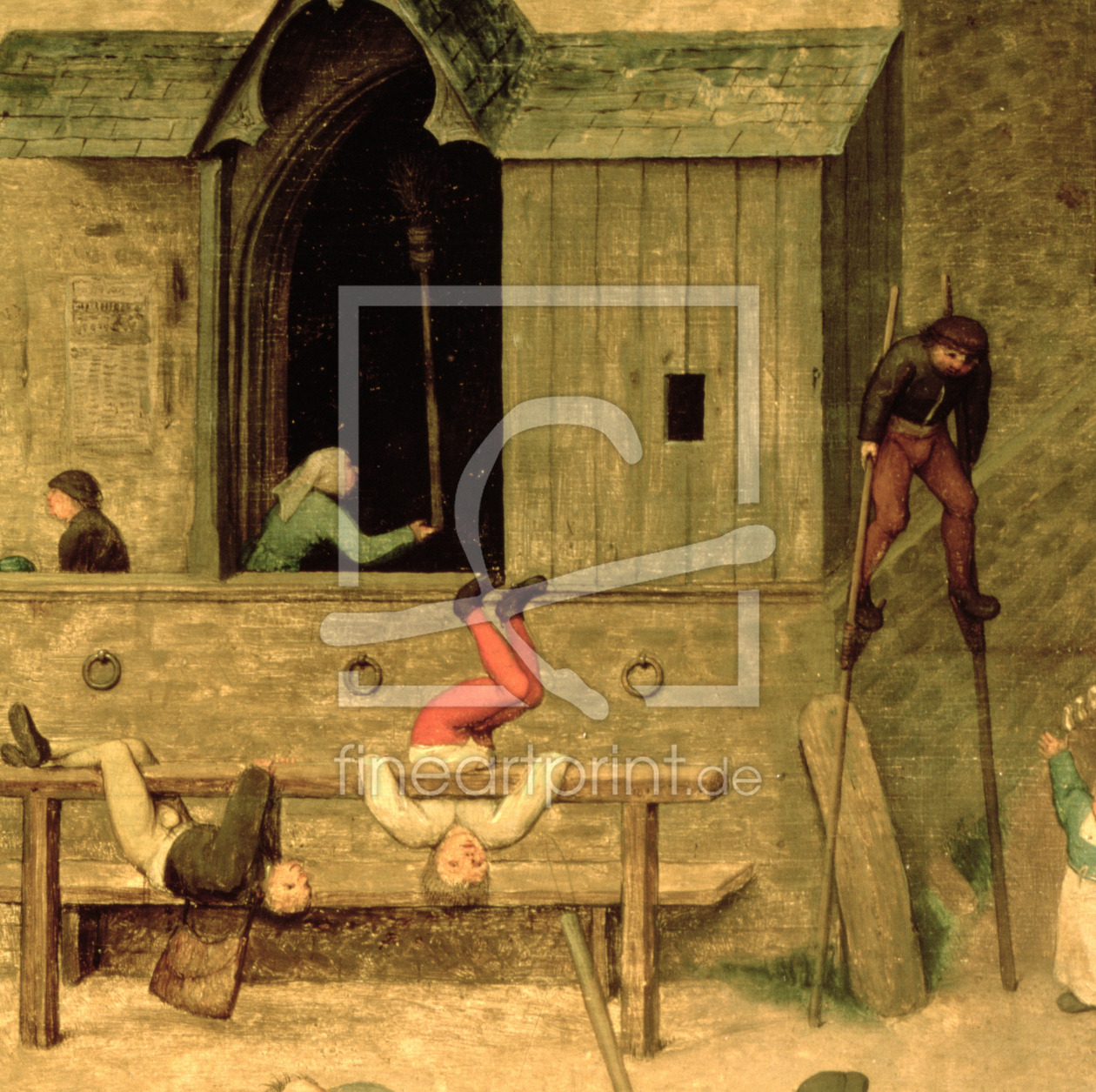 Bild-Nr.: 31002831 Children's Games : detail of a boy on stilts and children playing in the stocks, erstellt von Bruegel, Pieter the Elder