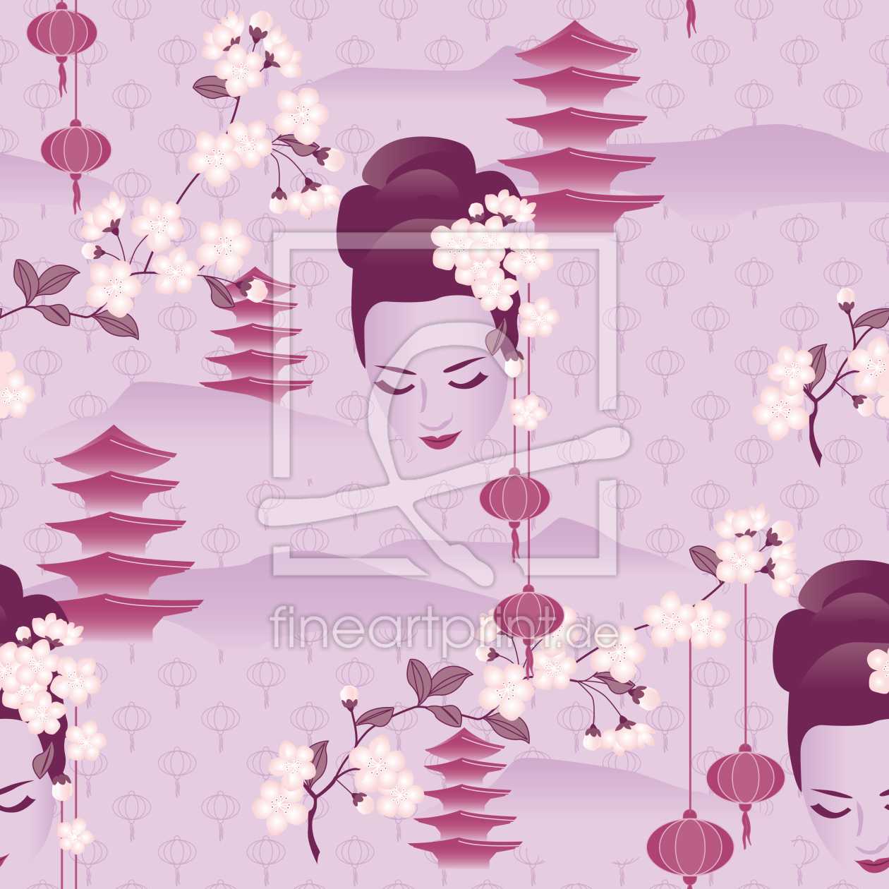 Bild-Nr.: 9000035 Kirschblüten Geisha Lila erstellt von patterndesigns-com
