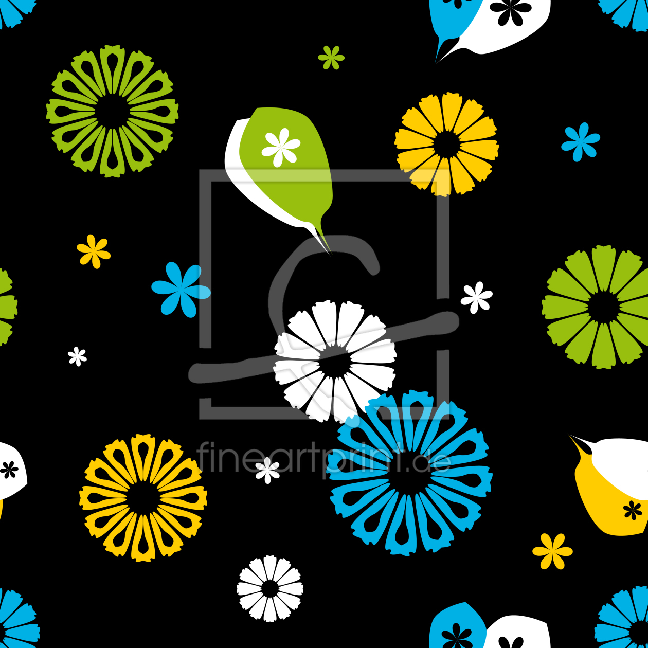 Bild-Nr.: 9000463 Flowerpower Schwarz erstellt von patterndesigns-com