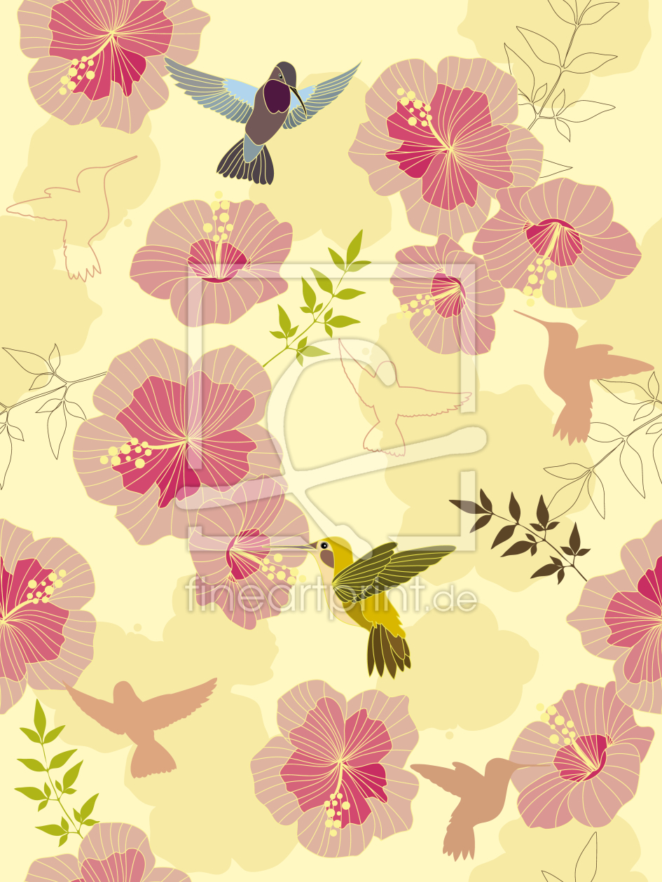Bild-Nr.: 9000789 Kolibris Schmecken Hibiskus erstellt von patterndesigns-com