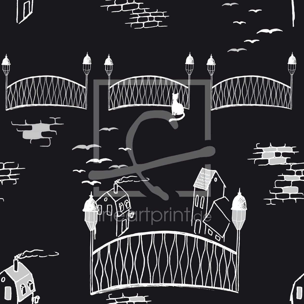 Bild-Nr.: 9002126 Kätzchenbrücke Bei Nacht erstellt von patterndesigns-com