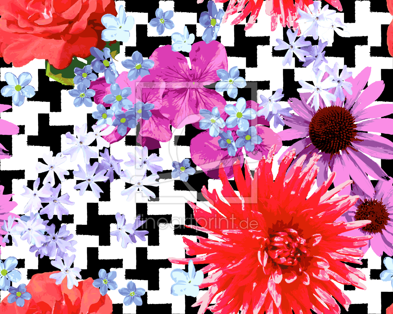 Bild-Nr.: 9002570 Hahnentritt Floral erstellt von patterndesigns-com