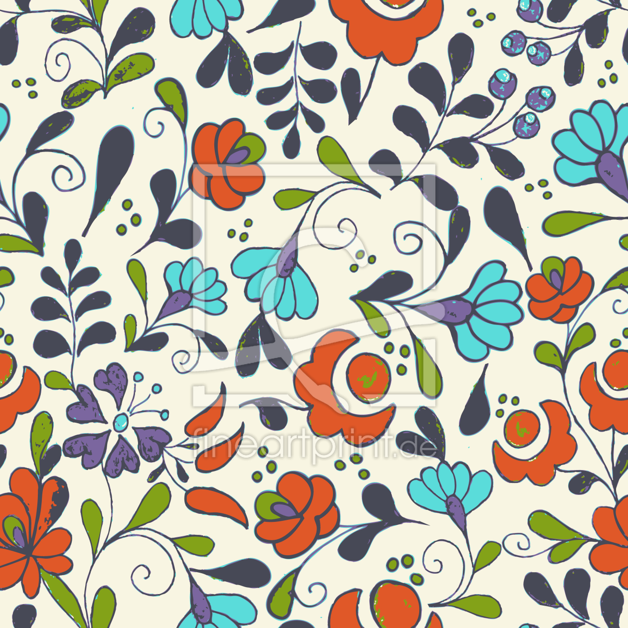 Bild-Nr.: 9005768 Folklore Blumen Auf Vasen erstellt von patterndesigns-com