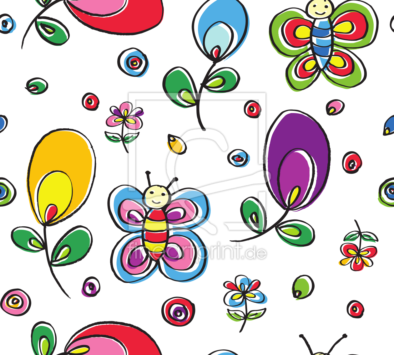 Bild-Nr.: 9006121 Schmetterlinge Im Blumen Glück erstellt von patterndesigns-com