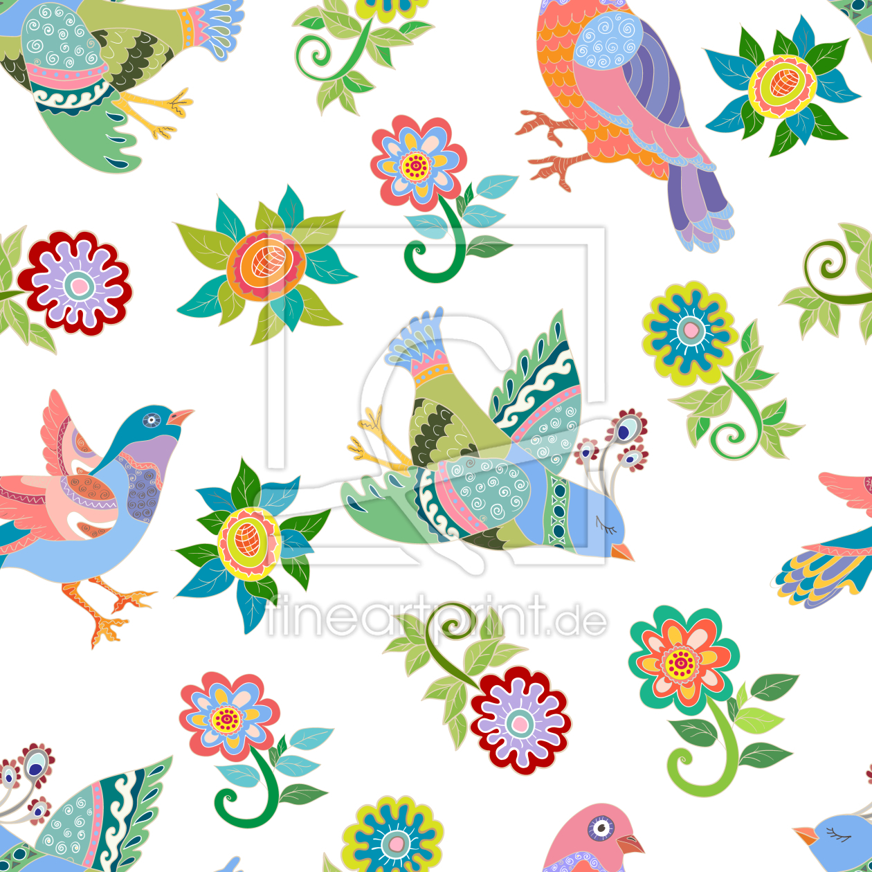 Bild-Nr.: 9007169 Vögel Und Blumen erstellt von patterndesigns-com