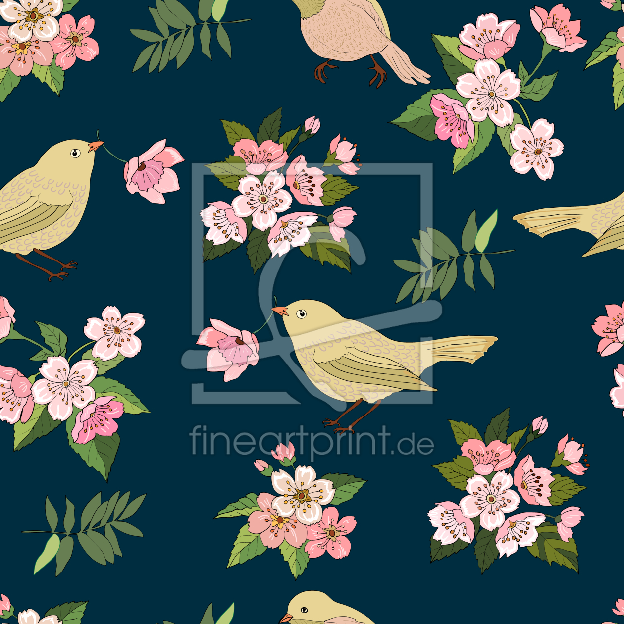 Bild-Nr.: 9007323 Vögel mit Blüten erstellt von patterndesigns-com