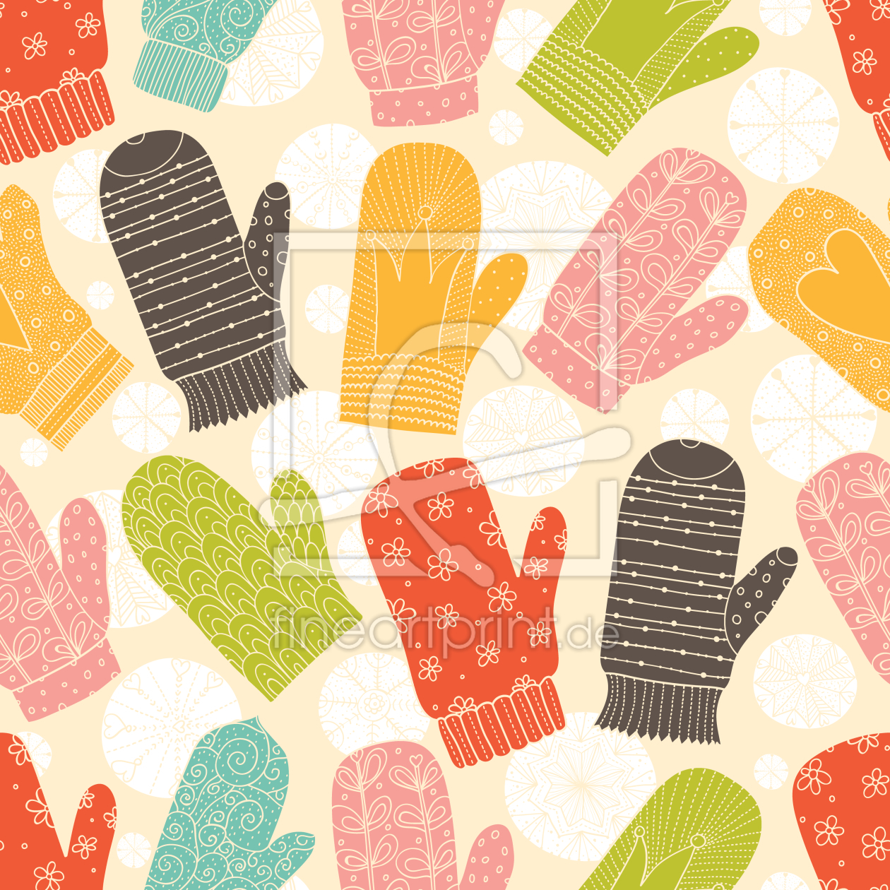 Bild-Nr.: 9007355 Fäustlinge und Schneeflocken erstellt von patterndesigns-com