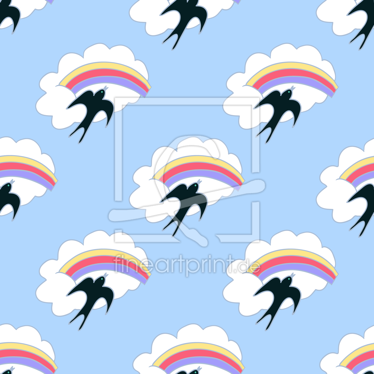 Bild-Nr.: 9007491 Fliegende Schwalbe und Regenbogen erstellt von patterndesigns-com