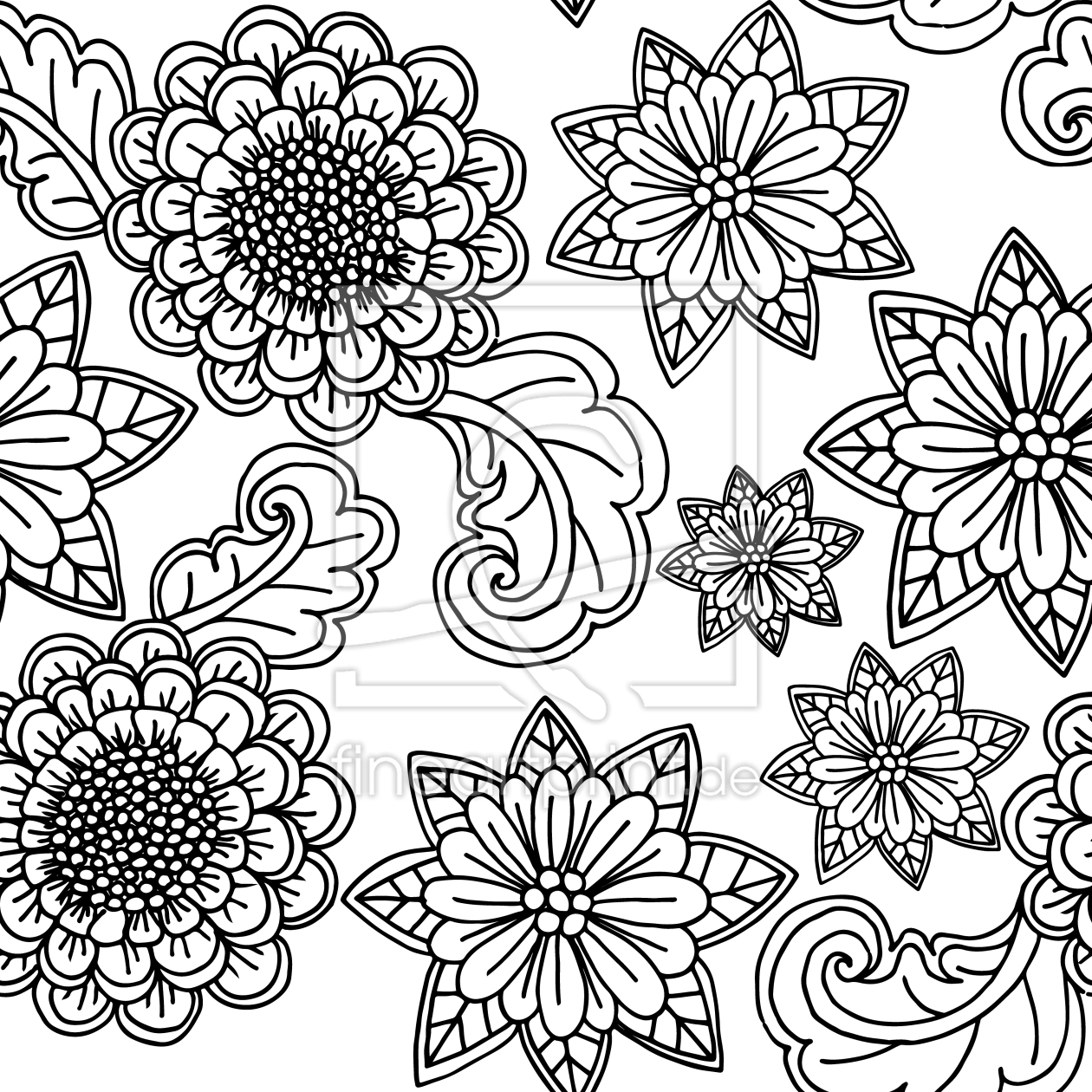 Bild-Nr.: 9007695 Blumen mit Konturen erstellt von patterndesigns-com