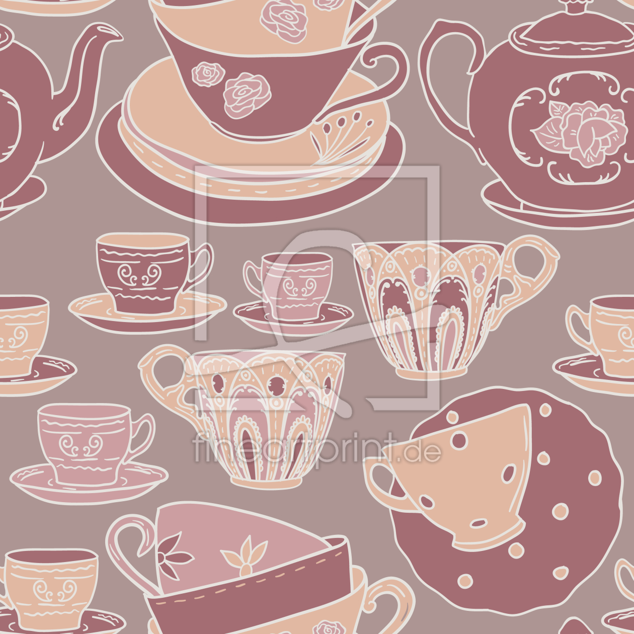 Bild-Nr.: 9007713 Teetassen Romanze erstellt von patterndesigns-com