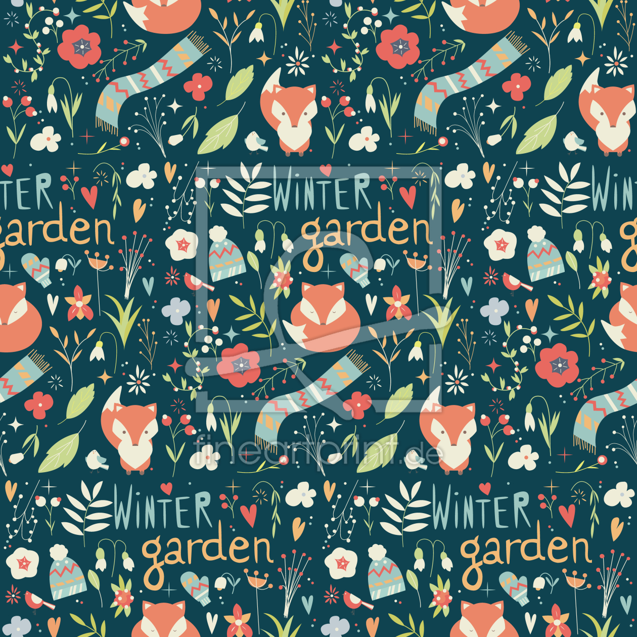 Bild-Nr.: 9008242 Fuchs Im Winterlichen Garten erstellt von patterndesigns-com