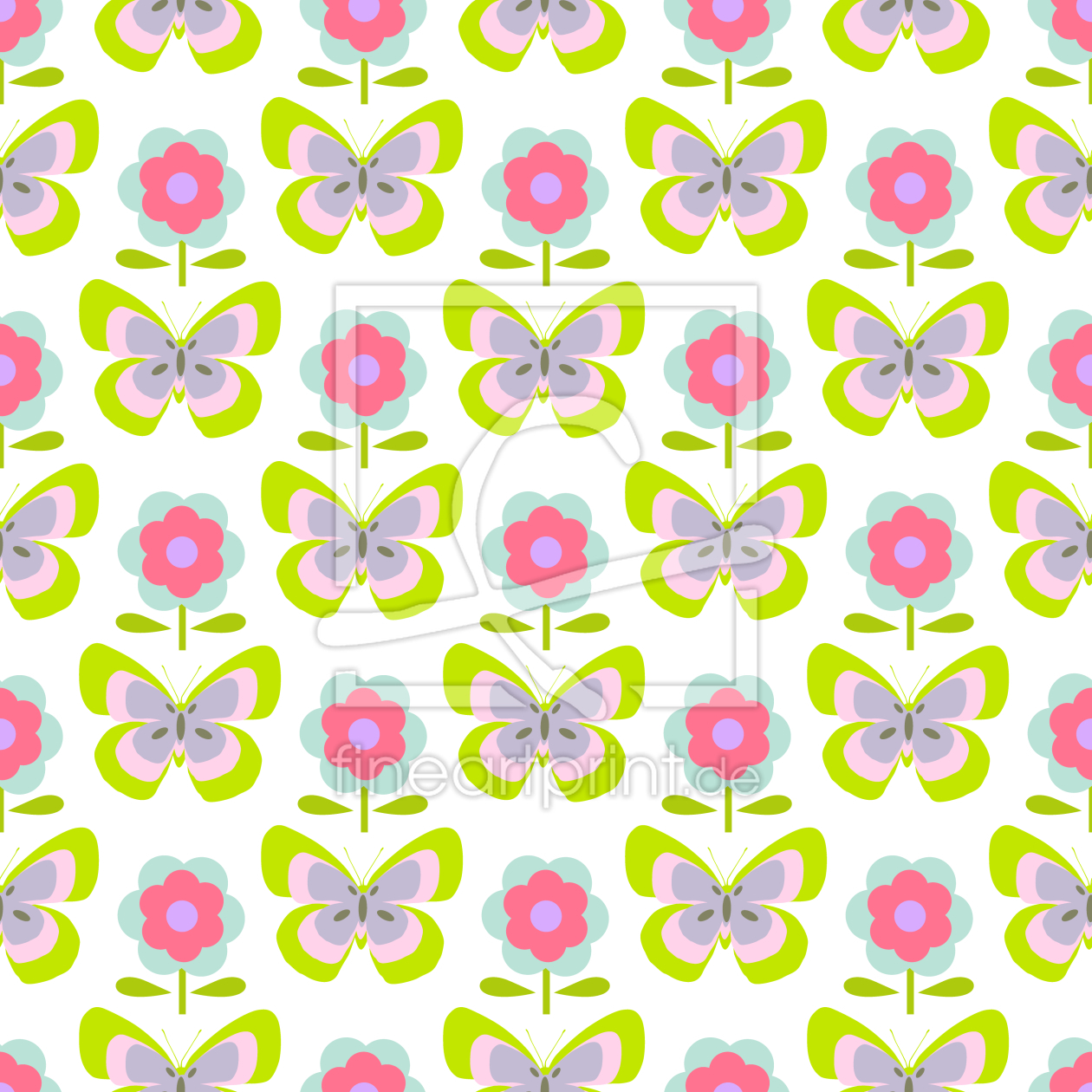 Bild-Nr.: 9008248 Retro Schmetterlinge Und Blumen erstellt von patterndesigns-com